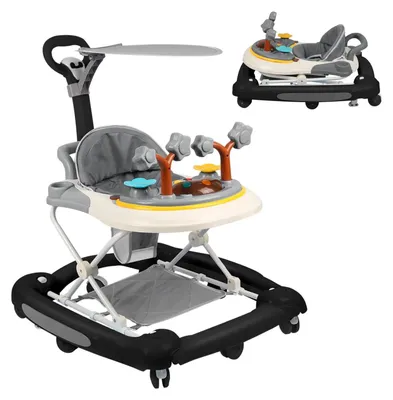 Produktbild von Lauflernhilfe Baby - Gehfrei - Aktivitätscenter mit Spielbügel - Höhenverstellbar - 4 Räder - bis 20 kg - Schwarz