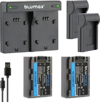 Produktbild von 2x Akku + Lader für Sony NP-FP50 NP-FP51 DCR-30 DCR-DVD103  HDR-HC3  700 mAh