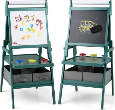 Produktbild von 3-in-1-Kinderstaffelei mit Kreidetafel, Whiteboard und Papierrolle