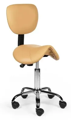 Produktbild von Ergonomisch Sattelhocker Beige Mit Lehne Auf Räder