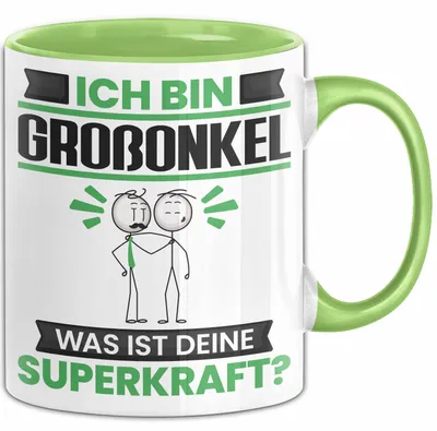 Produktbild von Großonkel Tasse Geschenk für Großonkel Geburtstag Lustiger Spruch Kaffee-Becher Was Ist Deine Superkraft (Grün)