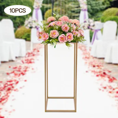 Produktbild von Blumenständer - Geometrischer Metallständer - 10er Set - Höhe 80 cm - Größe S - Für Blumenarrangements, Hochzeit & Event - Gold