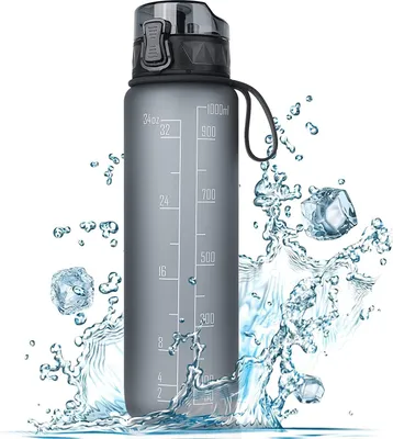Produktbild von FULDENT Trinkflasche 1L Sport Wasserflasche [BPA Frei] mit rutschfest Gummi Grip Geeignet für Die Fahrrad,Outdoor,Schule,Gym
