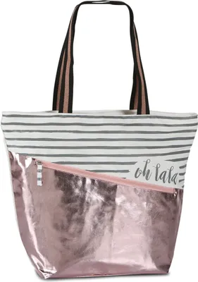 Produktbild von Tasche ohlala Umhängetasche Badetasche Shopper ca. 48 x 40 x 15 cm Metallic Rosé