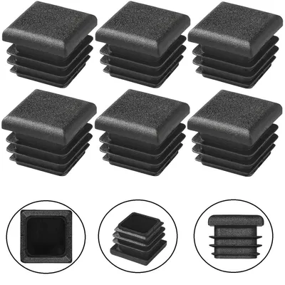 Produktbild von 6x Vierkant Endkappen Lamellenstopfen für Rohre Eckig 30x30mm Geriffelte Rohrstopfen, Schutzkappen Schwarz Rohrendkappen