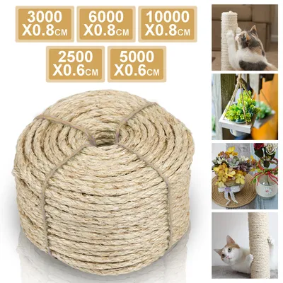Obrázek produktu pro VINGO sisalové lano PREMIUM sisalové lano Lano pro domácí mazlíčky 25-100m škrabadlo lano 6-8mm