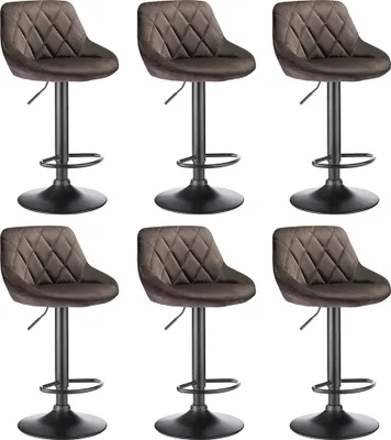 Produktbild von 6er-Set Barhocker Barstuhl Tresenhocker höhenverstellbar Hocker Flanellhocker - Braun