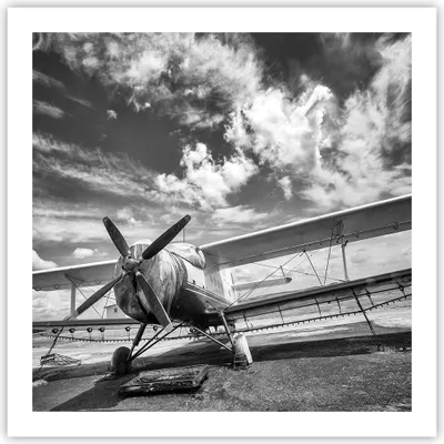 Produktbild von Poster - Poster ohne Rahmen - An-2 Flugzeug Schwarzweiß - 60x60 cm - Wand Bild - Wanddeko - Wandbilder - Kunstposter - Wandposter - Bilder - Kunstdruck - Wanddekoration - Wandbild - P2XAC60x60-4228