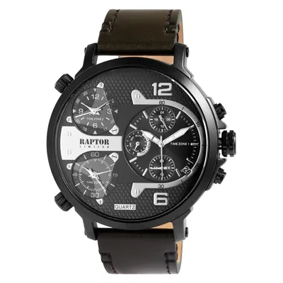 Produktbild von RAPTOR LIMITED Multifunktions-Herrenuhr "Maxx" mit Echtlederband
