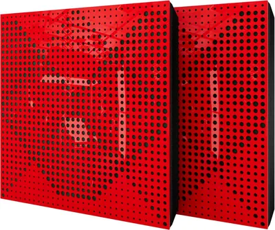 Productafbeelding van Set van 4 akoestische wandpanelen WILDS, 50x50x5 cm, rood kunststof/groen