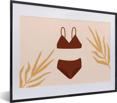 Produktbild von MuchoWow® Gerahmtes Poster Sommer - Bikini - Blätter 40x30 cm - Poster mit Schwarzem Bilderrahmen Wandposter Rahmen Foto Bilder - Bilderrahmen - Poster im Rahmen