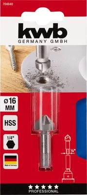 Produktbild von kwb 704840, Bohrer, Senkbohrerbit, 1,6 cm, Metall, 6,35 mm, Hochgeschwindigkeitsstahl (HSS)