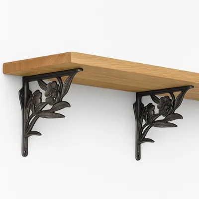 Regalwinkel Wandwinkel Stahlguss 210×180 mm Blumenmotiv