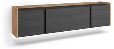 Immagine prodotto di Mobili TV effetto legno nero e rovere 207x35x50cm sospeso