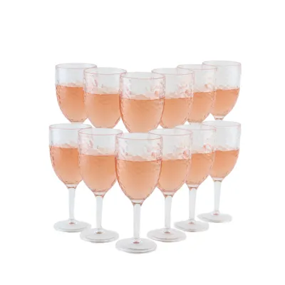 Produktbild von OTIX Plastik Weingläser Set aus 12 Stück 400 ml Gehämmertes Kunststoff.
