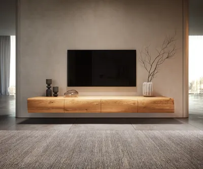 Produktbild von DELIFE Lowboard New Live-Edge 200 cm Eiche Natur 4 Türen schwebend