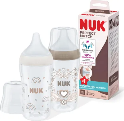Produktbild von Babyflaschenset NUK Perfect Match 260ml 3M+ Temperaturkontrolle Anti-Kolik