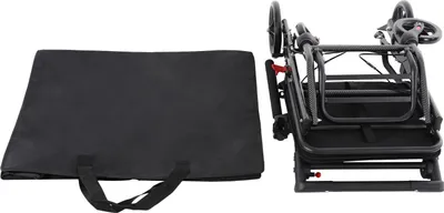 Produktbild von Transportrollstuhl - Faltbarer Reise-Rollstuhl - Leicht 9,8 kg - Bis 100 kg - Mit Handbremsen - Mit Aufbewahrungstasche - Schwarz
