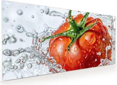Produktbild von Küchenrückwand Spritzschutz Glas mit Motiv Tomate im Wasser 40 x 40 cm