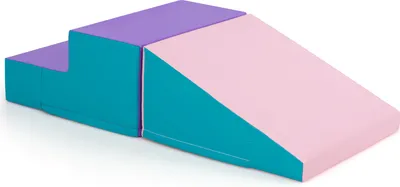 Image de COSTWAY 2 PIÈCES. Blocs de construction en mousse pour enfants, blocs de construction souples pour se défouler et grimper, blocs de construction géants en mousse rose