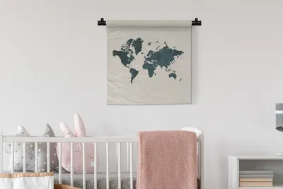 Produktbild von MuchoWow® Wandteppich Wandbehang Weltkarte - Marmor - Blau 60x60 cm Tapisserie Dekoration Wandtuch - Dekorationen - Wand Decke