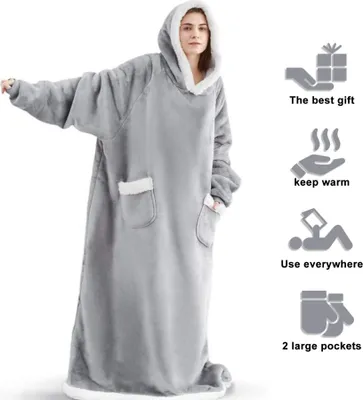 Produktbild von Freetoo Hoodie Decke, Kunstfaserbettdecke Decke Oversize Pullover Maschinenwaschbar