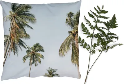Produktbild von MuchoWow® Zierkissen Sofakissen Wohnzimmer Dekokissen 40x40 cm Palmen - Sommer - Tropisch - Foto Kissen - Schlafzimmer Dekoration