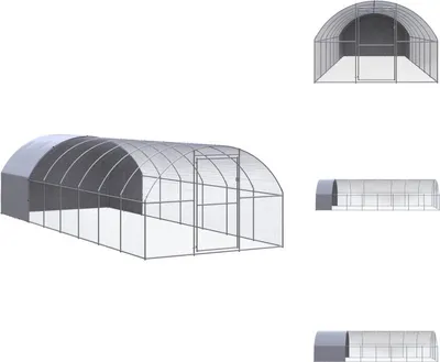 Image de vidaXL Poulailler d'extérieur 3x8x2 m Acier galvanisé - Habitats & Enclos pour petits animaux