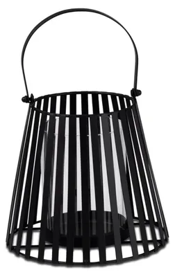 Produktbild von Windlicht Stäbe in Kegelform H. 16cm schwarz aus Metall mit Glaseinsatz Formano