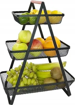 Produktbild von Stilvoller Obstkorb / Obstschale – Organizer aus schwarzem Metall für eine aufgeräumtere Küche!