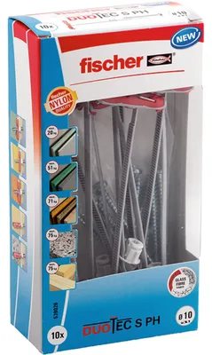 Zdjęcie produktu dla fischer 539026 fischer DuoTec 10 S PH 2K 539026 Dübel mit Schrauben Ø 10 mm x 50 mm, 10 St.