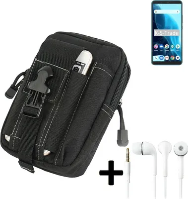 Produktbild von K-S-Trade Gürteltache + Kopfhörer kompatibel mit Cubot Note 9 Gürtel Tasche Holster Schutz Hülle Handy Hülle  schwarz inkl. Extrafächer