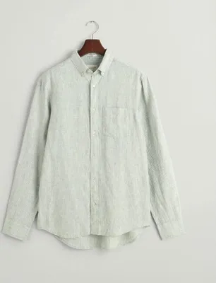 Obrázok produktu pre REG LINEN STRIPE SHIRT 362 KALAMATA GREEN veľkosť L