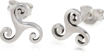 Produktbild von Paar Ohrstecker Keltische Triskele 925 Silber 10mm Spirale des Lebens Ohrringe