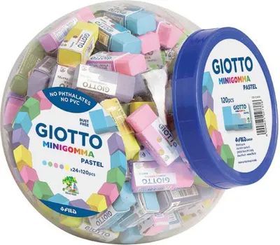 Produktbild von Giotto Pastel Radierer Thermoplastisches Elastomer (TPE) Grün, Gelb, Blau, Pink, Violett 120 Stück(e)