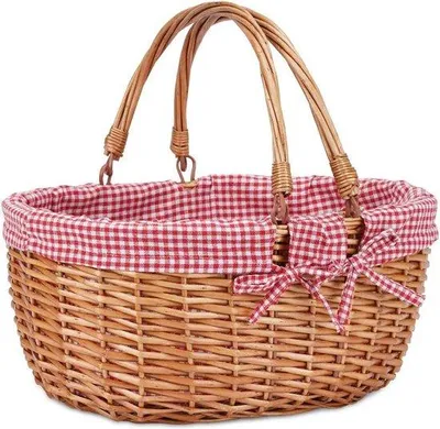 Produktbild von Picknickkorb mit doppelten Klappgriffen - handgewebter Weidenkorb für Ostern