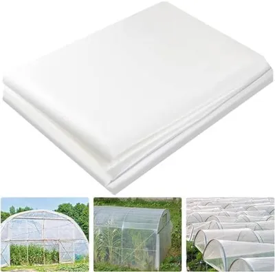 Produktbild von 2m x 10m Polyethylenfolie Transparent Gewächshausfolie, Extra Dick Reißfest Gartenfolie aus Polyethylen, Klarsicht Folientunnel für Gartenarbeit Tomatenhaus Treibhaus Folie (125Mu / 500G)