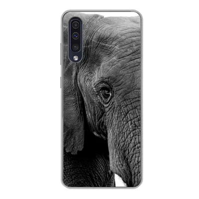 Produktbild von MuchoWow® Handyhülle Schutzhülle Hülle für Samsung Galaxy A50 Elefant - Tiere - Schwarz - Weiß - Natur Silikon Softcase Handy Hülle - Mobiltelefonhülle