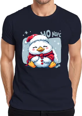 Produktbild von HO NOPE niedlicher Weihnachts Pinguin Cartoon Kawaii süß lustig Herren T-Shirt, Navy, XXL