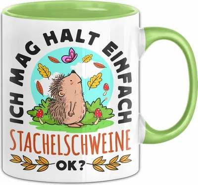 Produktbild von Stachelschwein-Liebhaber Tasse Geschenk Ich Mag Halt Einfach Stachelschweine Ok Geschenkidee Geburtstag Kaffee-Becher (Grün)