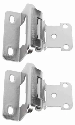 Image de Lot de 2 charnières à fermeture automatique pour armoires, 1,27 cm, en acier haute sécurité, à montage semi-enrobant, pour portes de placards de cuisine, salle de bains, camping-cars, bateaux et caravanes, couleur Ni