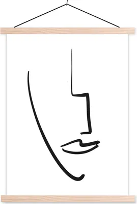 Produktbild von MuchoWow® Textilposter Frau - Gesicht - Schwarz - Weiß 40x53 cm mit holzfarbenen Rahmen - Schlafzimmer