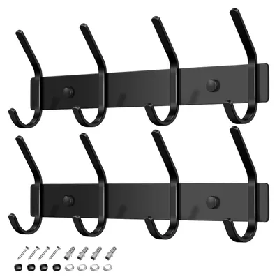 Wandkapstok Edelstahl 4 Haken 2 Stück schwarz 30 cm