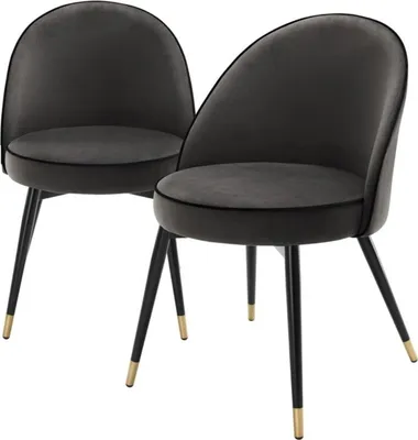 Produktbild von Casa Padrino Luxus Esszimmerstuhl Set Dunkelgrau / Schwarz / Messing 55 x 64 x H. 83 cm - Esszimmermöbel - Luxus Kollektion