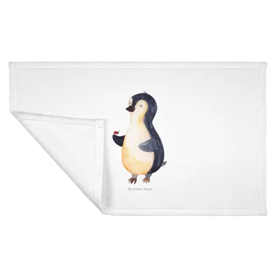 Produktbild von Mr. & Mrs. Panda Handtuch Pinguin Marienkäfer - Weiß - Geschenk, kleines, Wunder, Baumwollhandtuch, Liebe, 50x100, Flauschtuch, Aufmerksam, Kleine, Pinguine