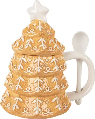 Image de Clayre & Eef Tasse Sapin de Noël 350 ml Brun Céramique