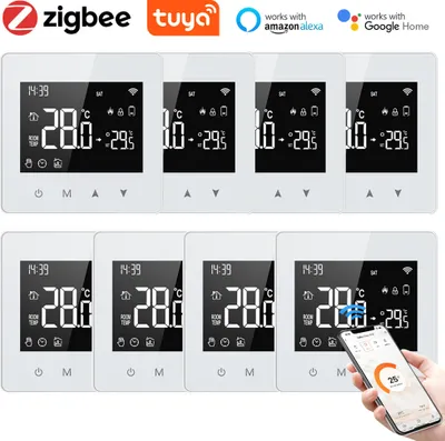 Produktbild von 8X Tuya ZigBee Smart Thermostat 3A Wasser-/Gaskessel Raumthermostat, APP-Steuerung, Home/Alexa Sprachsteuerung, Wöchentlich programmierbar