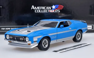 Image de Ford Mustang Boss 351 (1971) Bleu/Argent Sun Star 1:18