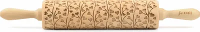Produktbild von Folkroll Teigrolle Spring Hearts, groß, 43 cm, Nudelholz, Prägerolle, Muster, Motiv, Rolle, Buchenholz, 331422