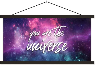 Produktbild von MuchoWow® Textilposter Zitate - 'Du bist das Universum' - Sprichwörter - Jungen - Mädchen - Kinder 150x75 cm mit schwarzem Rahmen - Posterleiste